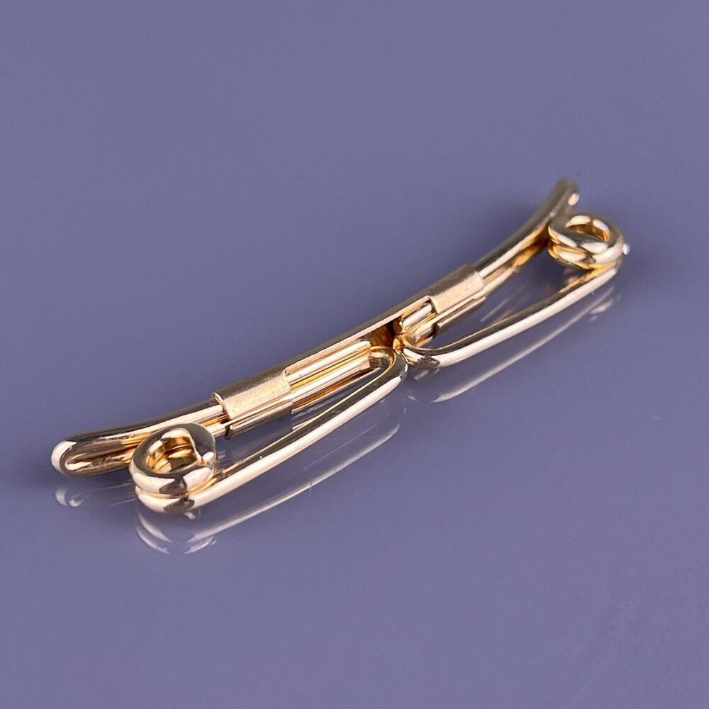 Retro Curly End Gold Tone Tie Collar Bar Formal Simple 2” Wide Vintage